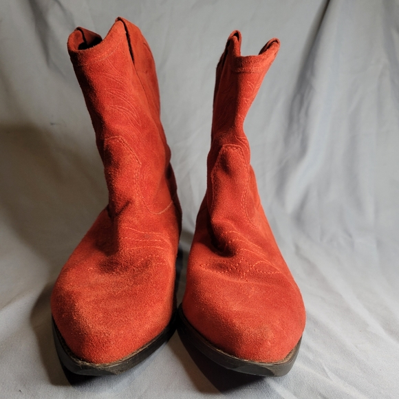 Women's Red suede Leather cowgirl boots - Picture 4 of 15